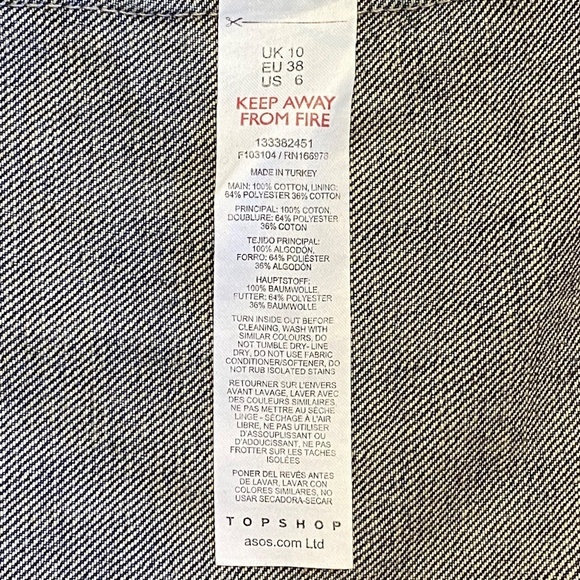 Topshop Vented Denim Skirt, Mid Blue, Size 6, NWT - Picture 15 of 15